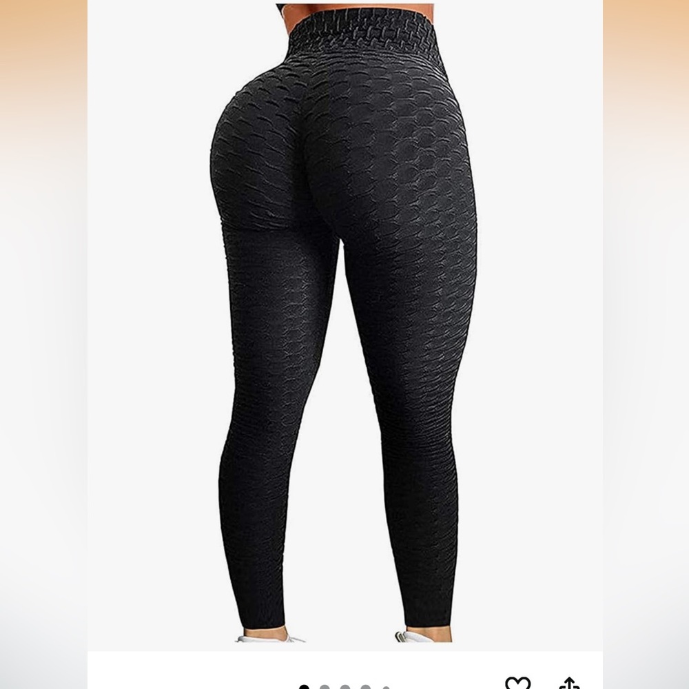 Textured High-Waist 🍑 Scrunch Leggings - Black
